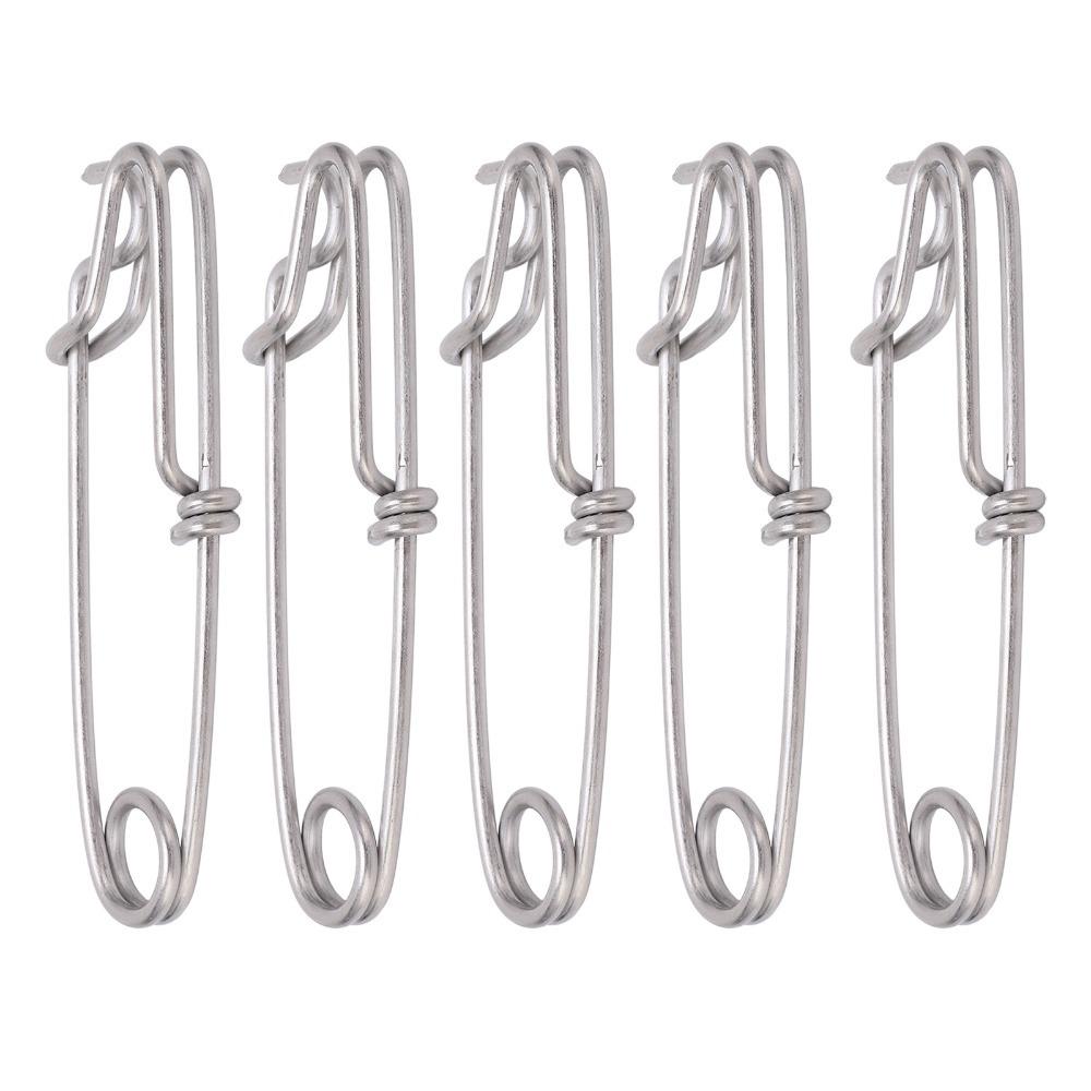 5PCS Durable Stainless Steel Long Line Clips 5 Sizes Easy On/Off Snap Swivel Fishing Connectors Fishing Accessory