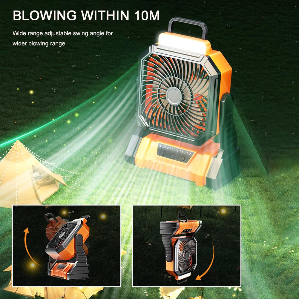 9000mAh Battery Operated Fan Portable Rechargeable Desk Camping Fan with LED Light and Hook Outdoor Fan for Tent Car Trip
