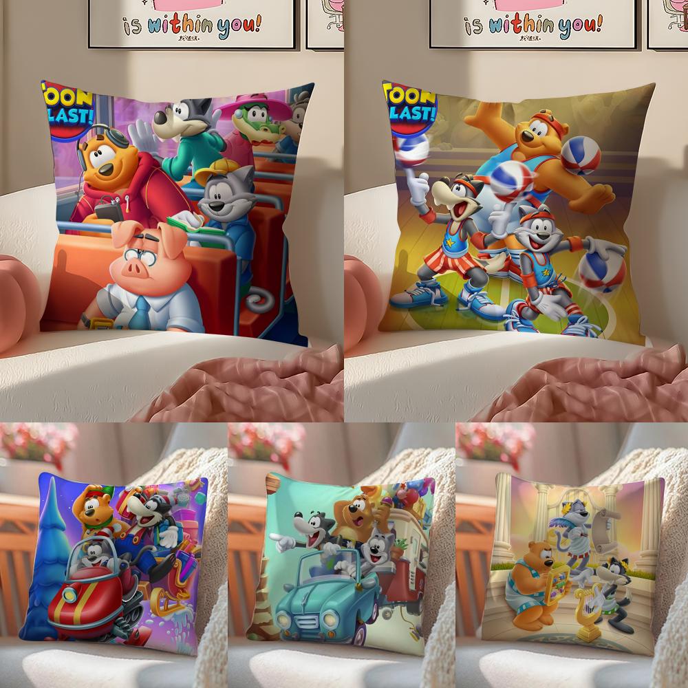 Kwaii Anime Game TToon BBlast Cushion Cover Pillowcase Short Plush Invisible zipper Room Sofa Cushion Cover