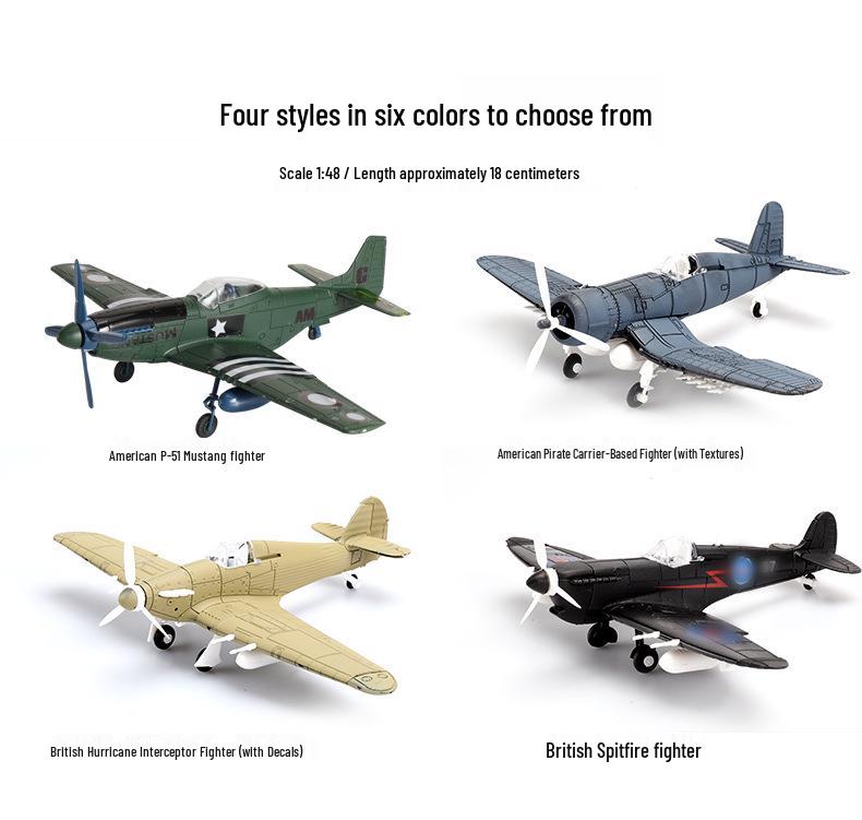 1/48 Scale WWII Corsair & Spitfire Fighter Aircraft Model Kit - 4D Assembly for Boys, Military Collection Ornament (30 Variations)