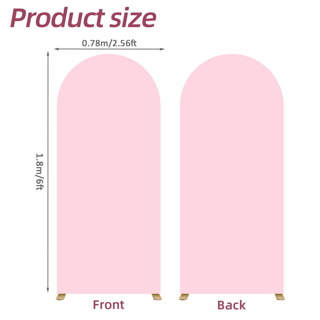 7.2FT 6FT Arch Pink Arch Backdrop Cover Arch Covers Set of 2, Double-Layer Arch Stand Cover for Baby Shower Birthday Party