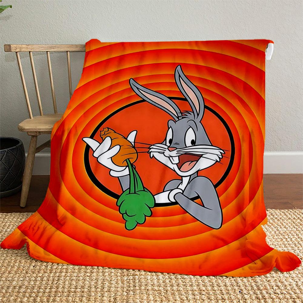 1pc Bugs Bunny carrotOutdoor Flannel Blanket Soft Plush Decor for Picnics, camping,Bedroom, Playroom, or Lunch Breakn1148A