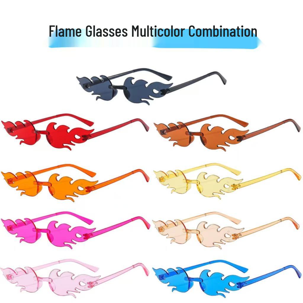 Flame Sunglasses - Trendy Frameless UV Protection Candy Color Shades for Dance Parties