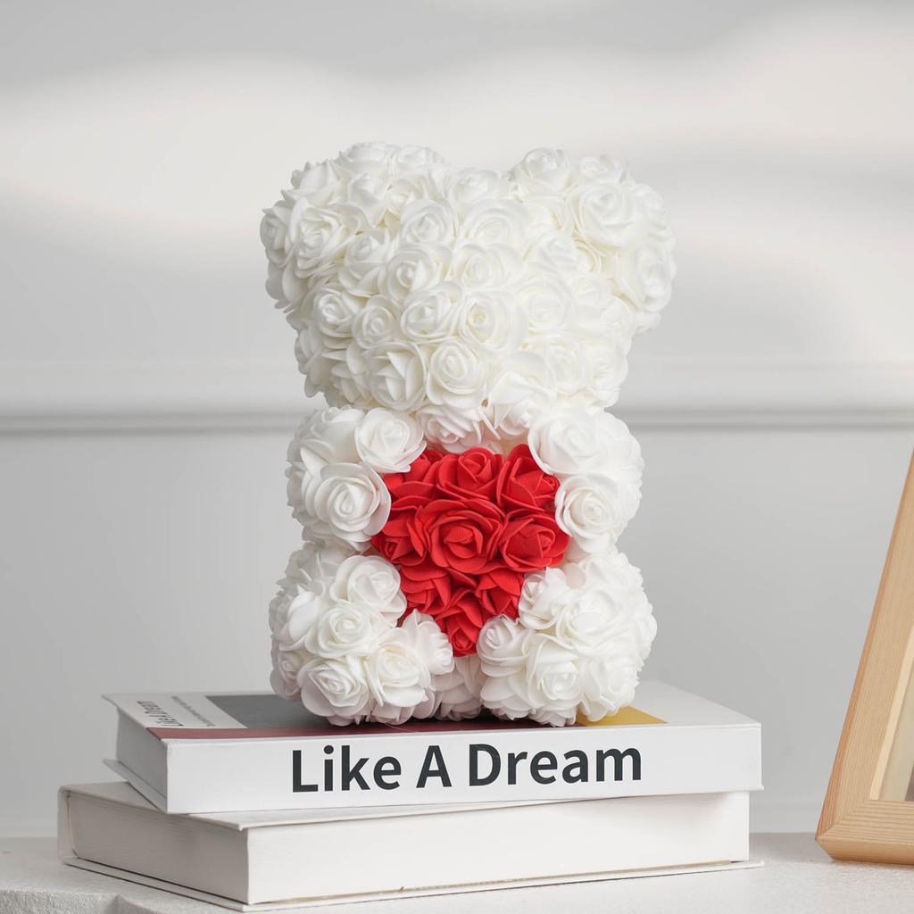 1PC Artificial Flower Eternal Rose Teddy Bear Mother's Day Birthday Valentine's Day Anniversary Gift Home Decoration