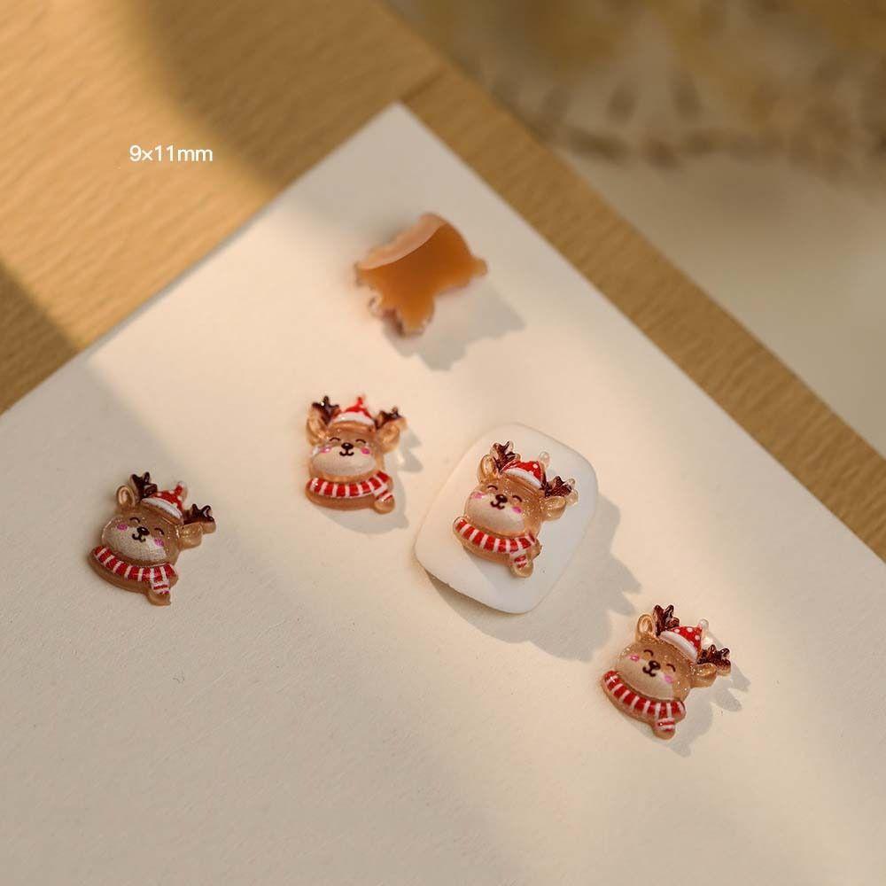 10Pcs/set Xmas Nail Charms Christmas Nail Accessories Christmas Nail Rhinestones  Nail Salon