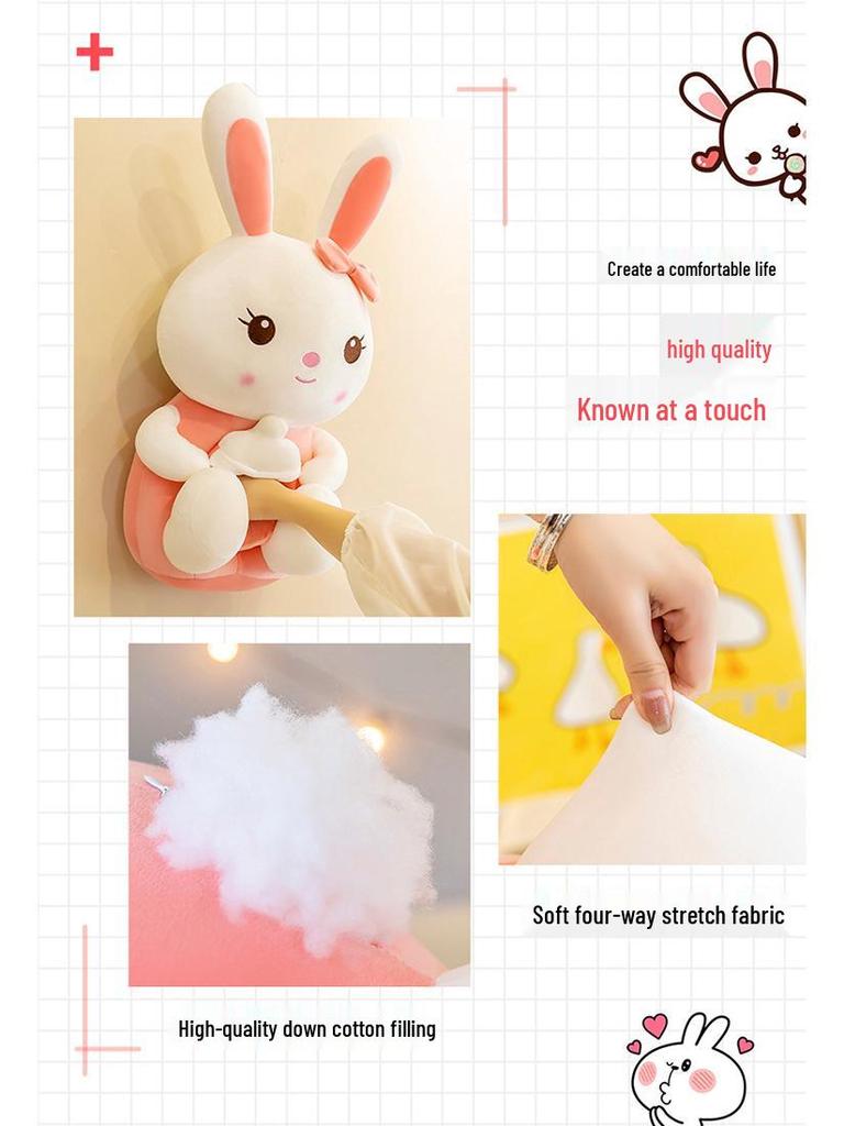 Adorable White Bunny Plush Pillow - Cute Rabbit Doll for Kids' Birthday Gift