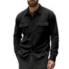Men Cargo Vintage Jacket Lapel Long-sleeved Shirt Men's Multi-pocket Fleece Coat With Buttons