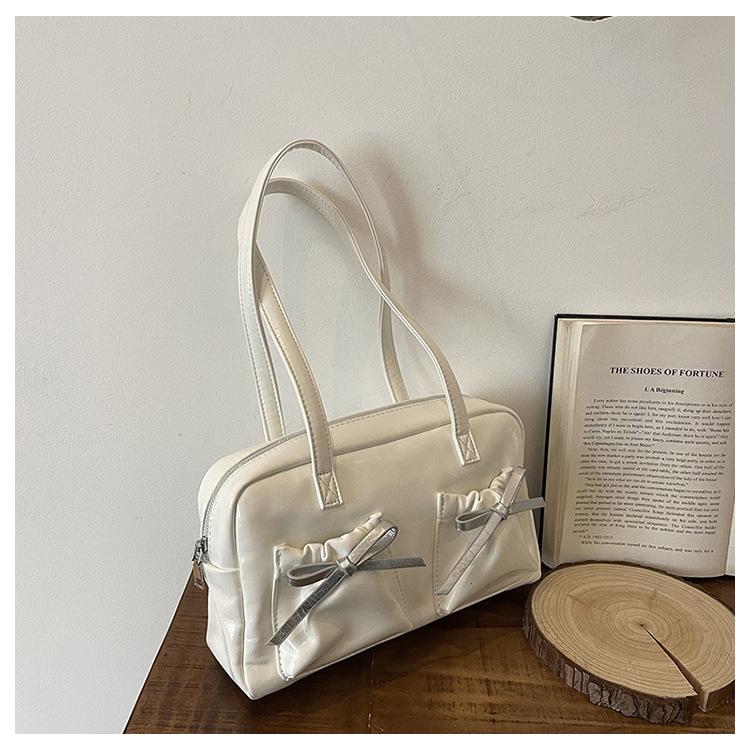 Solid color trendy personality daily commuting small bag simple women's bag shoulder bag handbag bow women