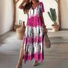 Summer New Women's V-neck Printed Short-sleeved Dress