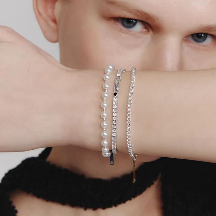 Silver 925 Ball  Pearl Bracelet #LSB12