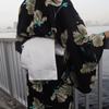 [Sherry Mimi] PAUR lora Reversible Yukata Set with Obi and Waist Tie, 3-piece set, Japanese floral pattern, Made in Japan, Stylish