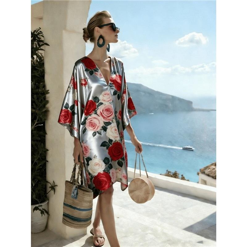 Bohemian ladies new D print seaside vacation fashion casual dress