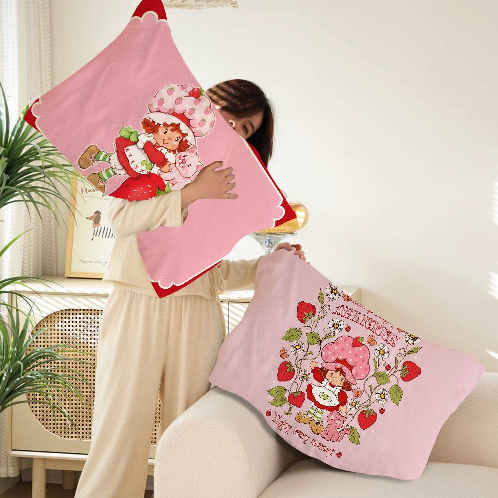 Classic Animation S-Strawberry S-Shortcake Pillow Towel Pillowcase For Hair And Skin, Standard Size Set Of Super Soft Pillow