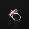 Briliantní holubí krvavě červený zubní tvar luxusní červený korundem zbarvený drahokamový prsten láska luxus zirkonový prsten