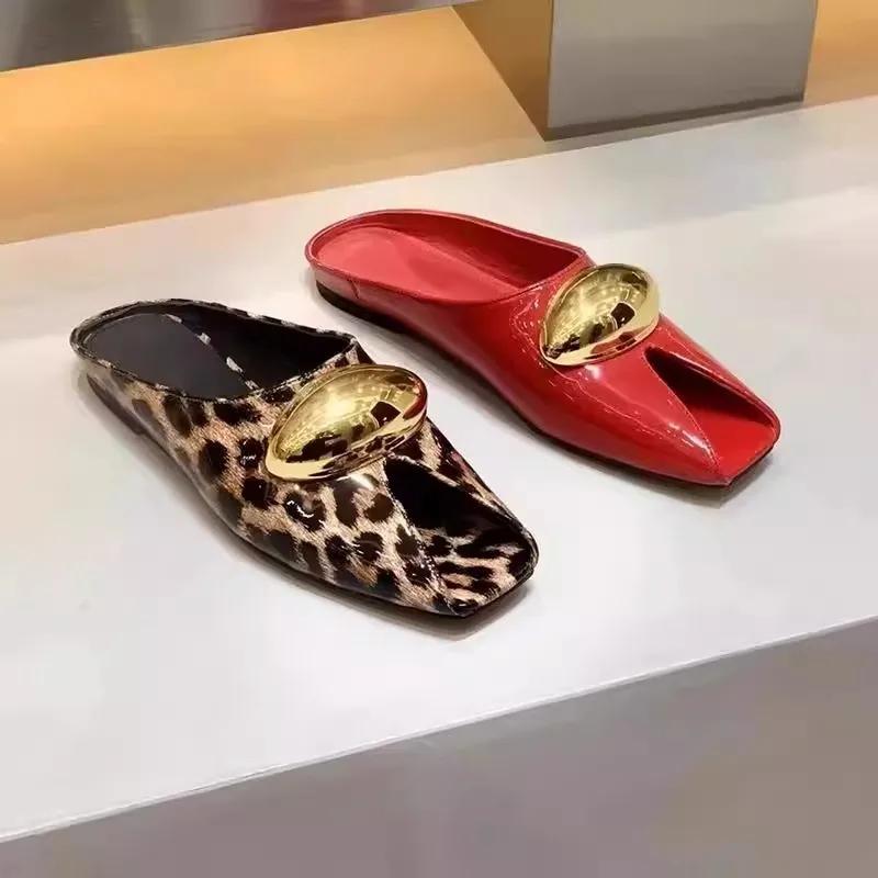 Women Summer Flats Slippers Leopard New Shoes Fashion Sandals 2025 Slingback Designer Woman Peep Toe Flip Flops Zapatillas Mujer