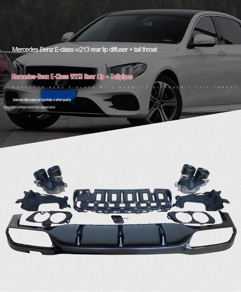 Mercedes-Benz E-Class W213 E53 Style Rear Lip Diffuser Exhaust Tailpipe