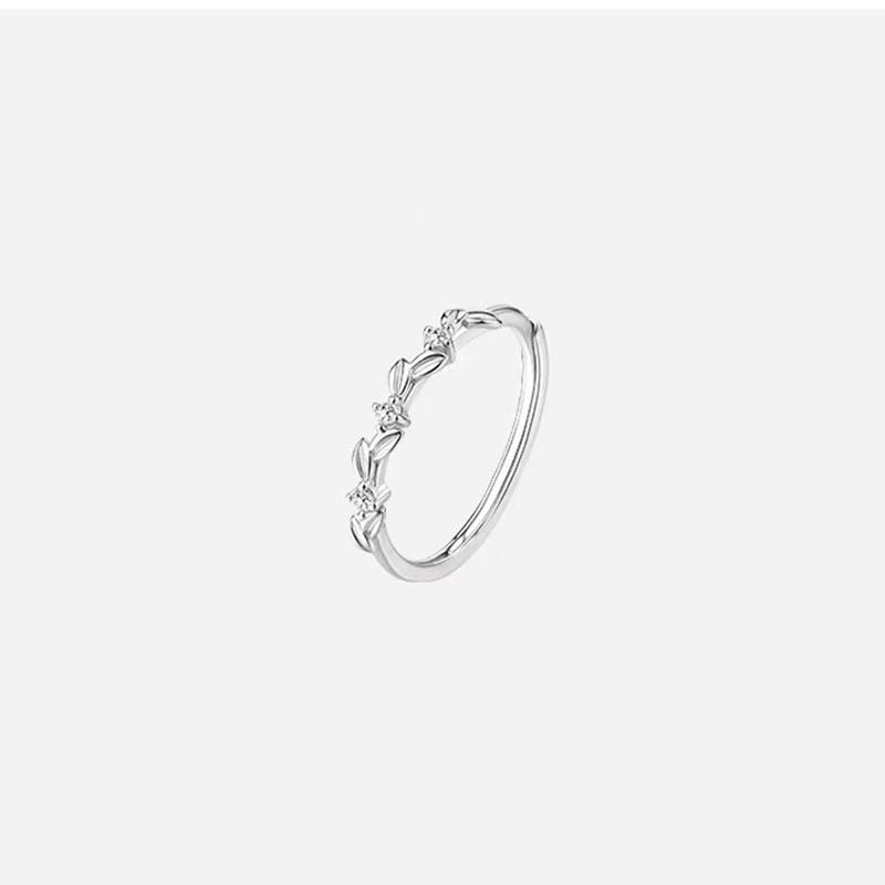 925 Silver Zircon Ear of Wheat Adjustable Ring For Women Party Cute Fine Jewelry Niche Design Plant Accessories