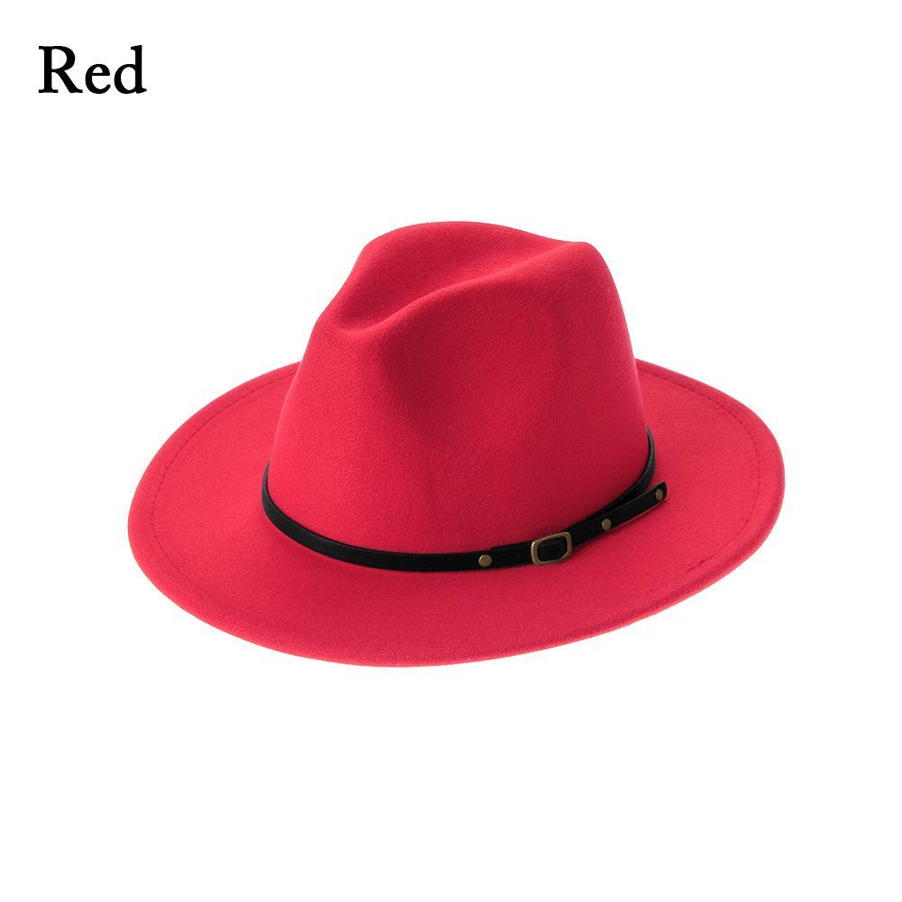 Vintage Felt Fedora Hats with Belt Buckle for Men & Women Wide Brim Outback Hat Panama Jazz Hat Cowboy Hat