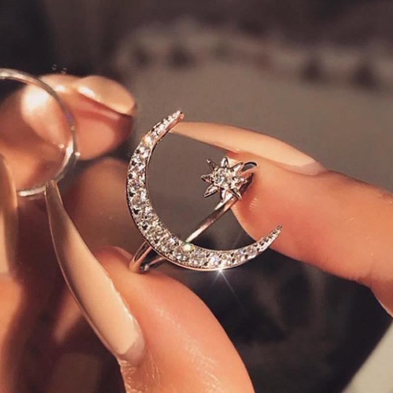New Crystal Rings Heart Adjustable Ring Irregular Geometry Punk Vintage Rings Set for Women Girls Fashion Jewelry