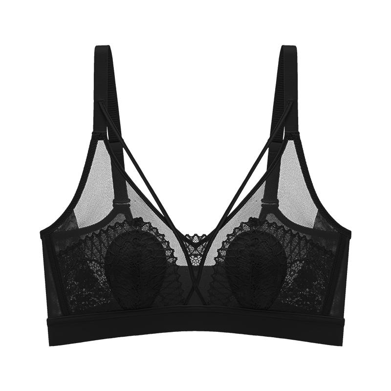 Breathable Sexy Ultra-thin Seamless Lace Underwear Women's Breasts Small Steel-free Bras Gather and Shrink Bras To Prevent Sagging