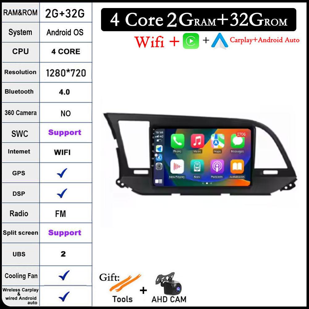 For Hyundai Elantra 6 2016 2017 2018 Car Radio Multimedia Video 4G+WIFI Player Navigation Stereo Screen