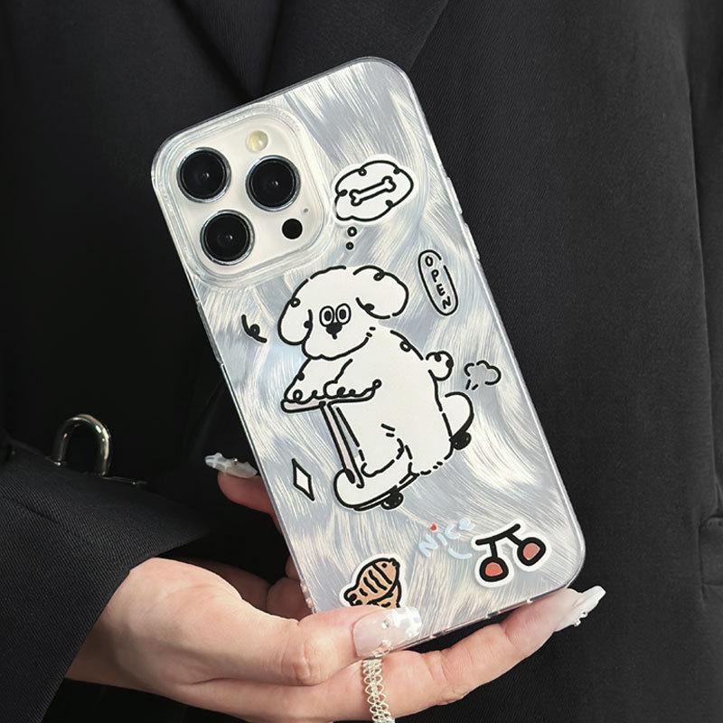 Zhitai Transparent Feather Yarn Case for iPhone 12/13/14Pro/15/16ProMax