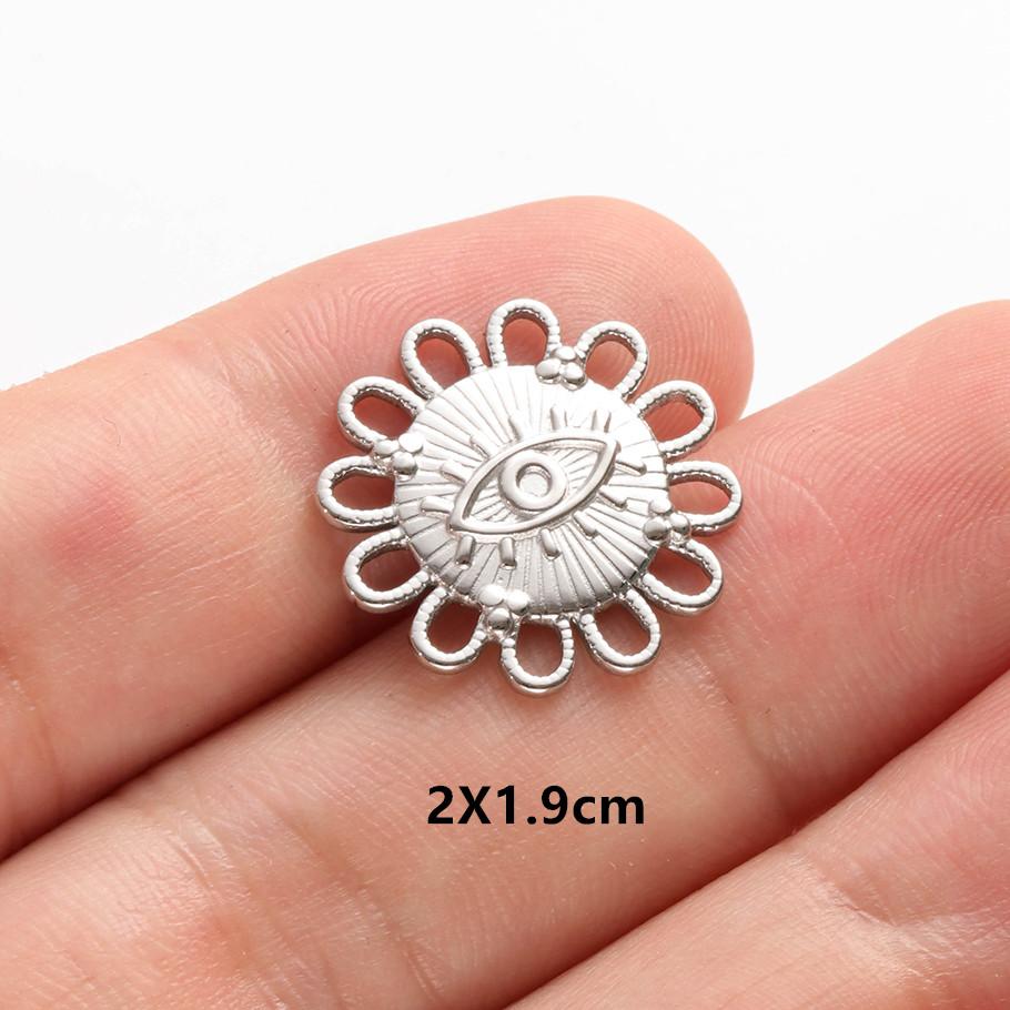 6pcs Evil Blue Eye Charm Dark Blue Heart Moon Eyes Pendant Rhinestone Stainless Steel Charm For Jewelry Making Necklace Keychain