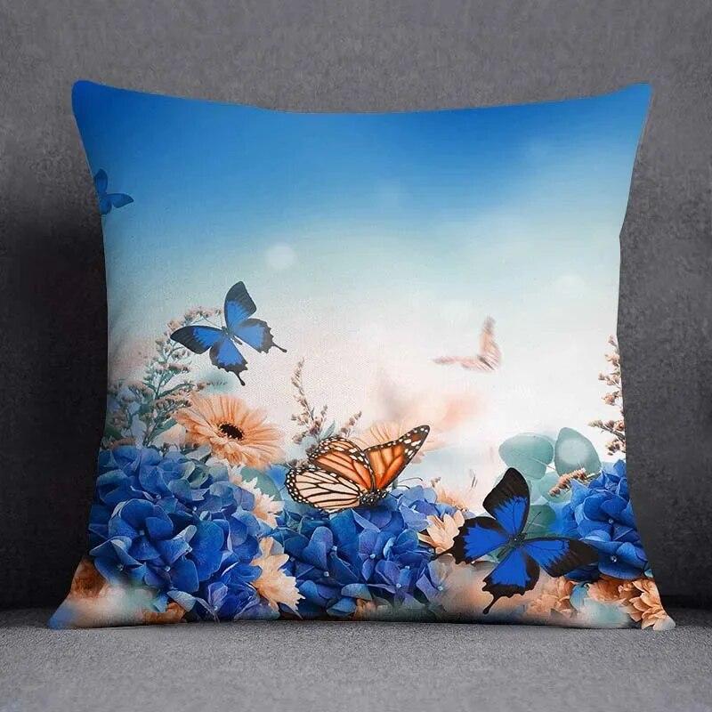 Fronha de almofada quadrada borboleta retrô para decoração de casa e escritório