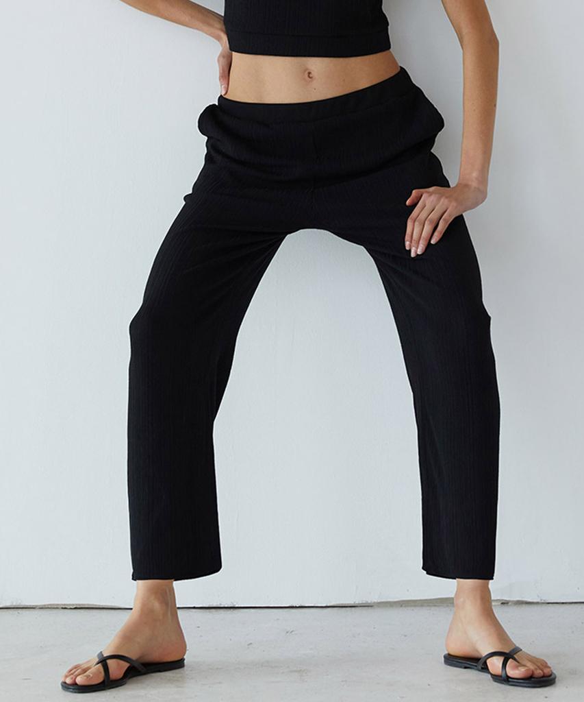 KIMDOH Black Wrinkle Wide Knit Pants