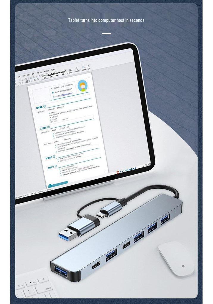 Dual-Head USB 3.0 7-in-1 Docking Station and Type-C Hub for Laptops