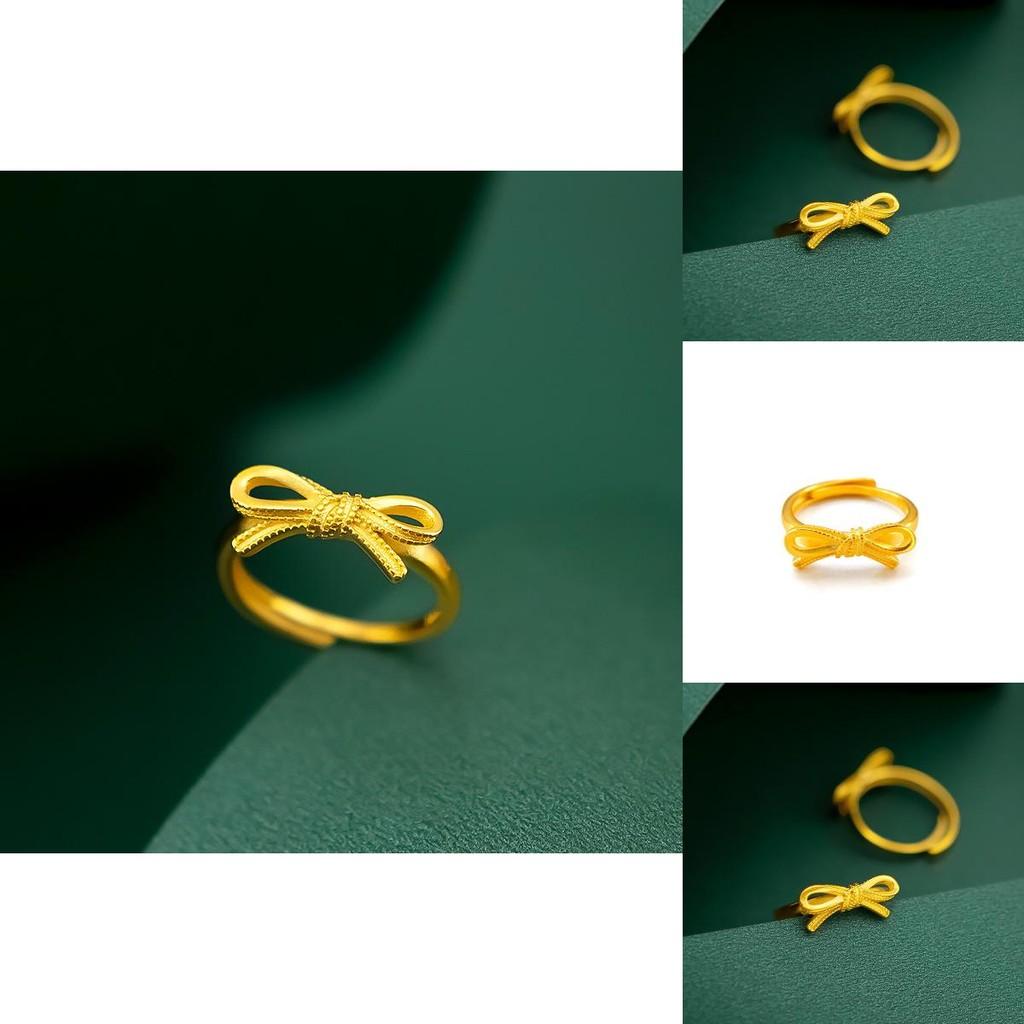 Luxurious Gold Coated Bowknot Ring For Women Trendy Fashion Accessory Gift
