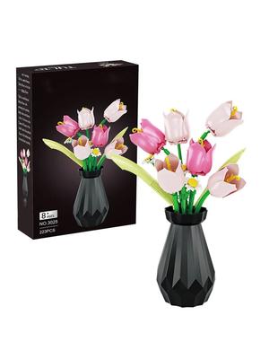 Flowers Model Building Blocks Set Bouquet Bricks Children DIY Toys Home Decor Valentine's Day Gift Adult For Girls 233PCS Tulips