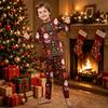 Christmas Printed Family Matching Long Sleeve Neck Loungewear Set for Parents and Kids