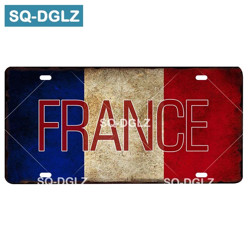 Custom National Flag License Plate Bar Wall Decoration Tin Sign Country Metal Sign Home Decor Painting Plaques Poster