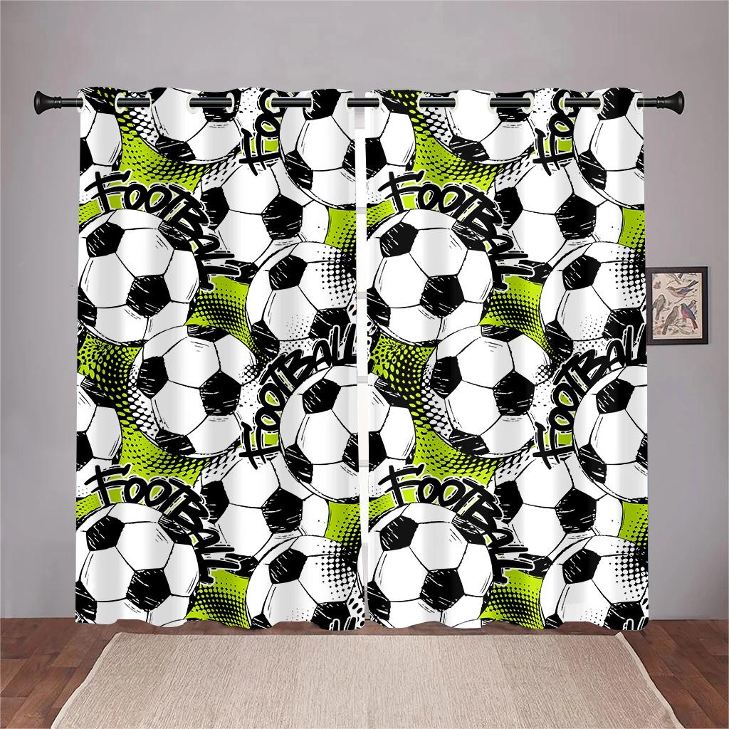 3D Fußballspieler Kickball Vorhänge Cooler Kickball Pose Muster Vorhang 2 Paneele Fußballfan Wohnzimmer Schlafzimmer Arbeitszimmer Kinderzimmer Dek