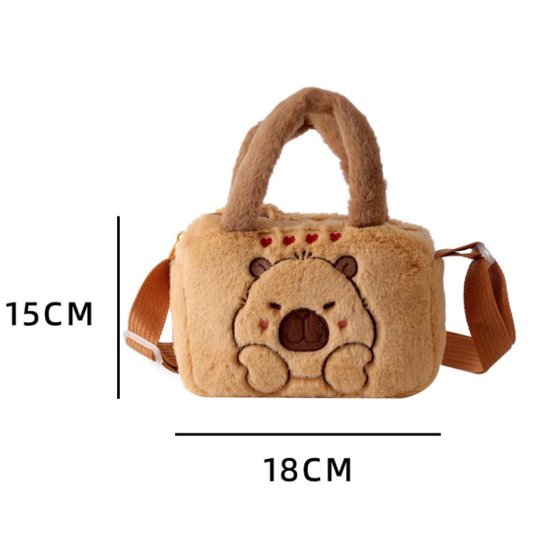 1 Piece Cute Crossbody Bag Animal Capybara Plush Handbag Cartoon Shoulder Bag For Children Couple Gifts