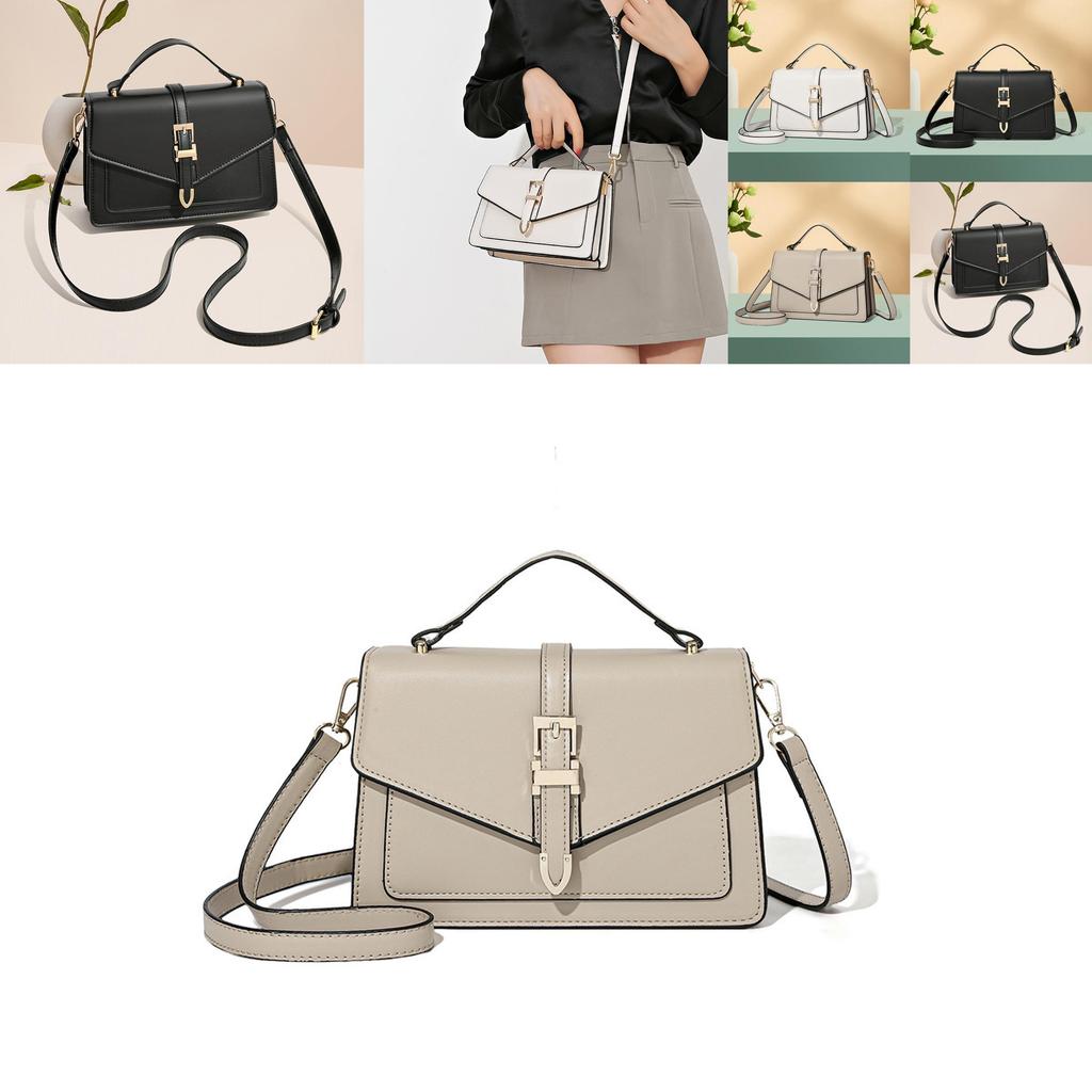 Elegant Women's Small Square Bag Multi-layer Simple Handbag Lock Commuter Bag 2023 New Shoulder Crossbody Bag