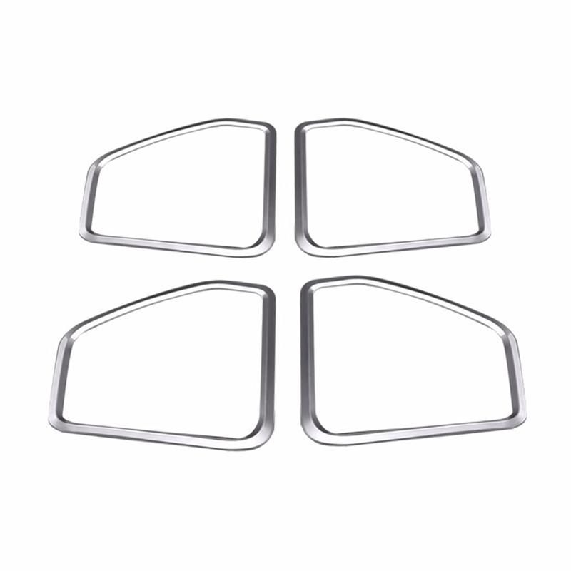 For Porsche Macan 2015- Silver ABS Door Speaker Horn Ring Frame Cover Trim Parts