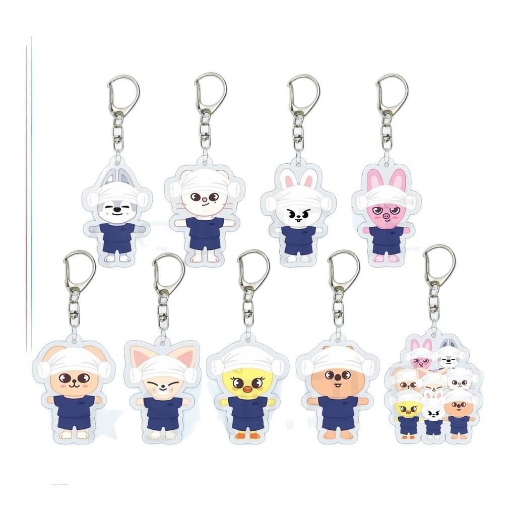 Cartoon Straykids Bathroom Acrylic Keychain Skzoo Cute Acrylic Keychain Bag Accessories Star Official Peripherals Same Style