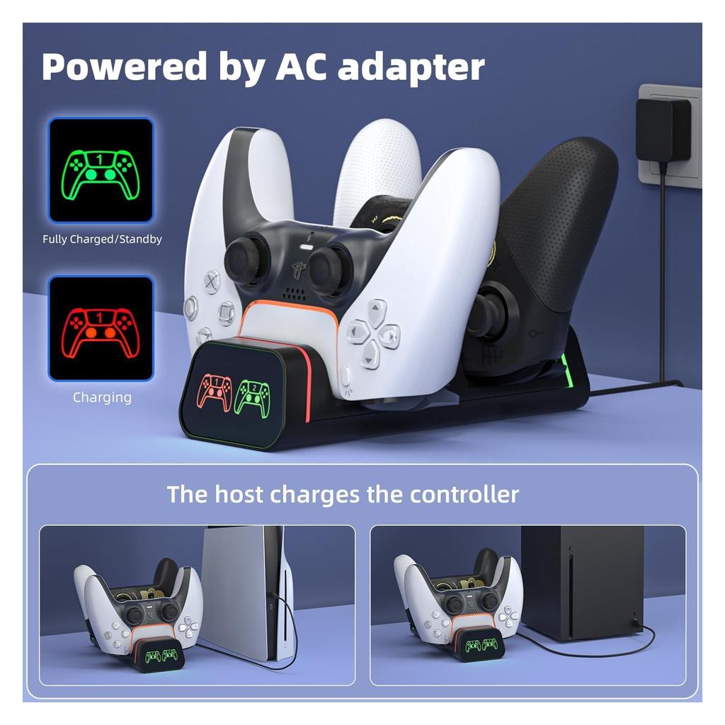 Controller Charging Dock for Switch Pro Switch 2 Pro PS5 Xbox Series Elite LED Charging Station Compatible with Pro 5V2A Recommended & Controllers,