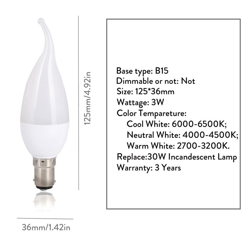 

3W LED Flame Bulb E12 E14 B22 E26 E27 Living Room Candle Lamp 220V Decorative Lights Home 3000K/4500K/6500K White Lighting Warm White