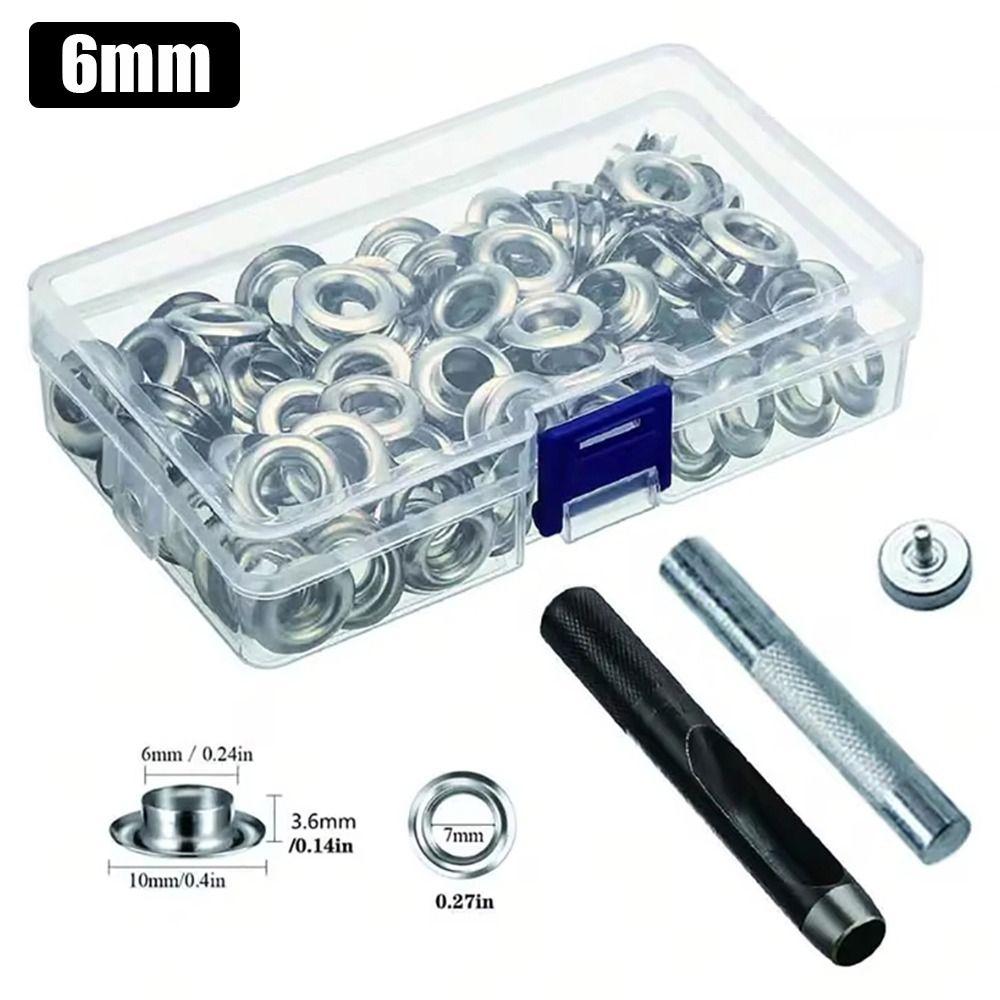 

100 комплектов с установочными инструментами, кейс для хранения люверсов, люверсов, обуви, сумки, кожаные поделки своими руками, набор инструментов для люверсов 6/10/12 мм, серебристый