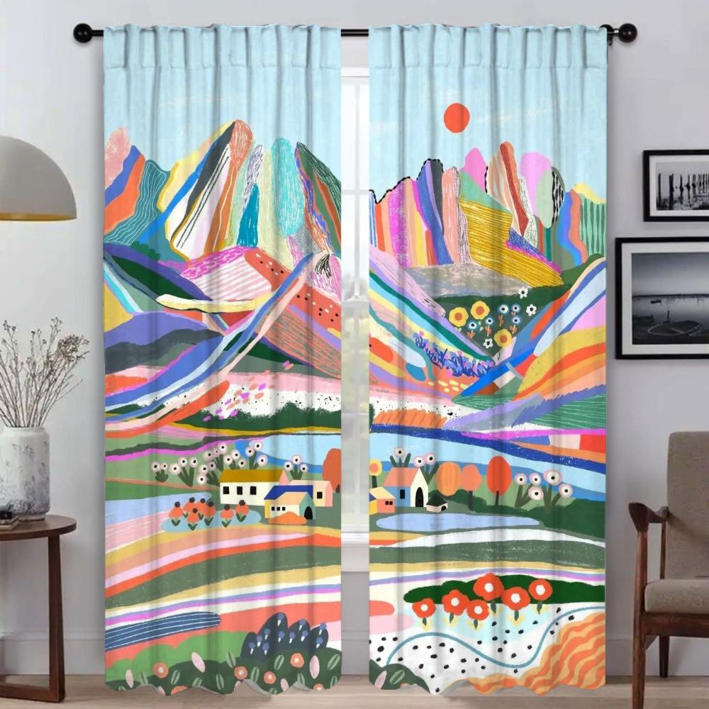 Fenstervorhang für Zimmer 2 Paneele Italienische Kunst Verdunkelungsvorhänge Tüll für Schlafzimmer Halloween Dekoration Jalousien Trennwand Wohnzimmer