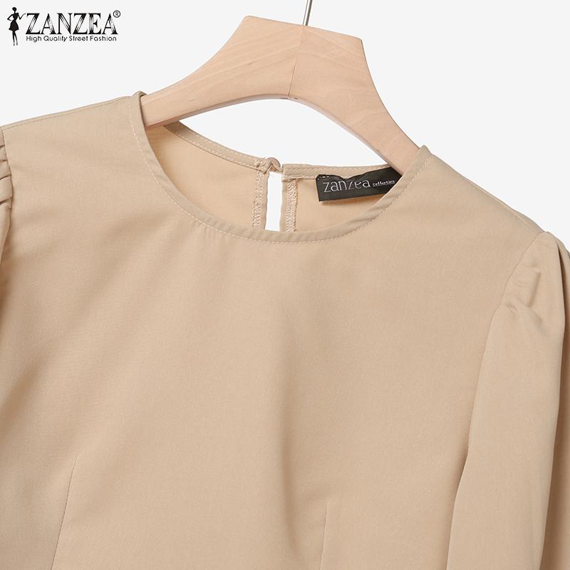 ZANZEA Women Long Sleeve Cropped Tops and Wide Leg Pants Casual Two Piece Suit Set