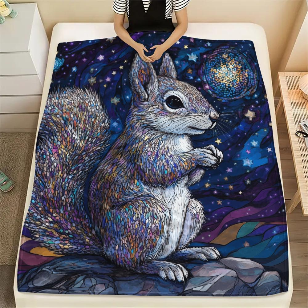 Ardilla, Manta de Franela con Patrón, Alta calidad Cómoda para Todas las Estaciones, Decoración del Hogar, Calidez y Comodidad, Perfecta para Regalos.
