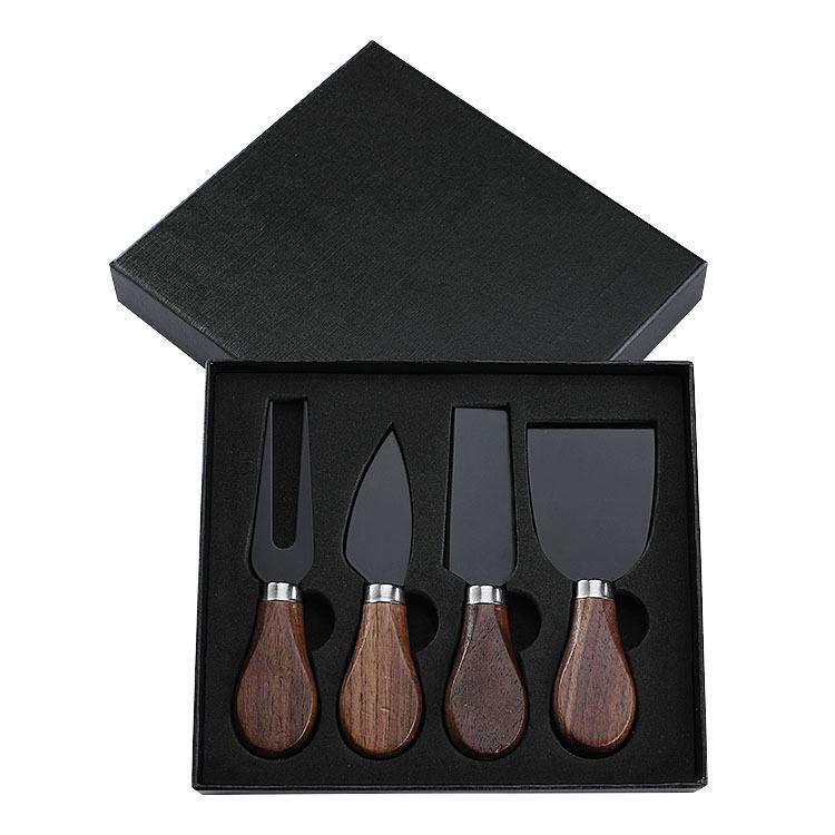 

Walnut Handle Boxed Cheese Knife 4/6Piece Set Small Fork Cutlery Cream Baking Tool