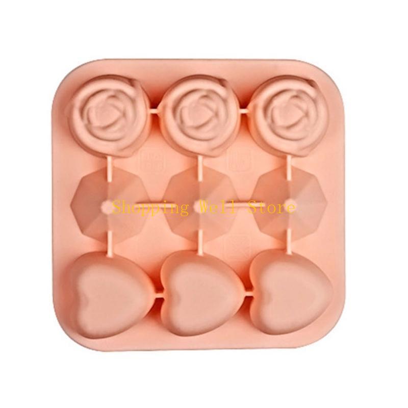 KX4B Rose Heart Diamond Mold Tray Silicone Ice Maker