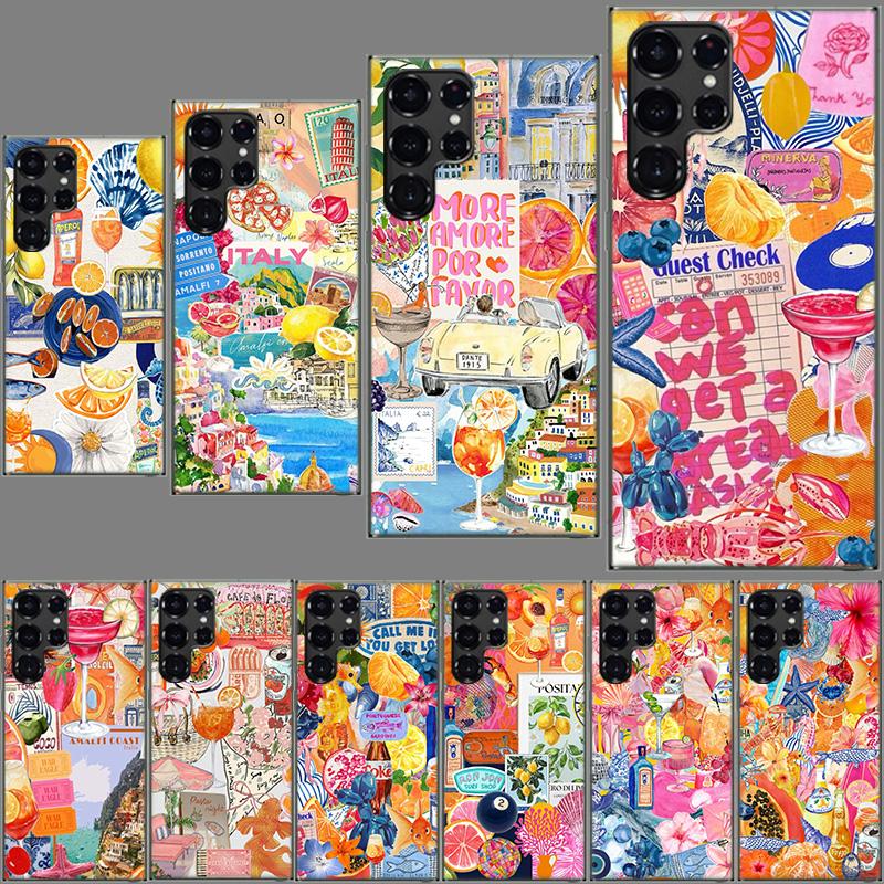 Meereslandschaft Wein Zitrone Handyhülle Für Samsung Galaxy S24 S23 S21 S20 FE S22 S26 Ultra S25 Edge S10 Plus Hülle Klar TPU Capa