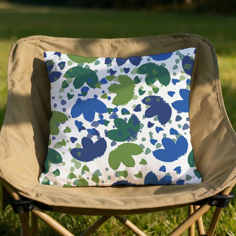 Blue Green Block Print Cushion Cover Soft Reversible Durable Pillow Cover MultiScene Use for Home Car Daily Comfort