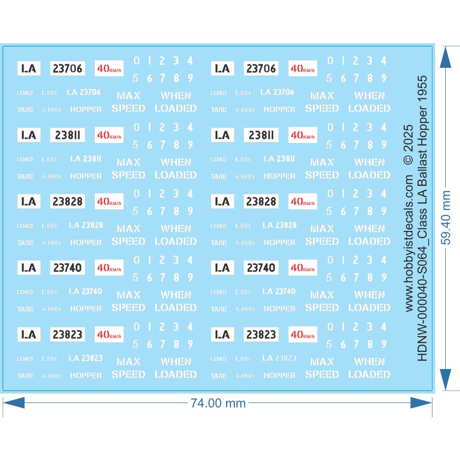 Class LA Ballast Hopper 1955 - 1/64 - Water Decal